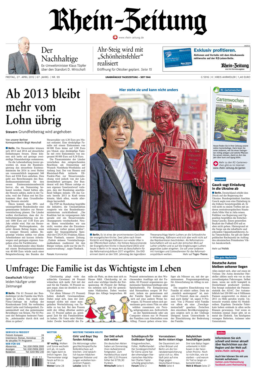 Rhein-Zeitung Kreis Ahrweiler vom Freitag, 27.04.2012
