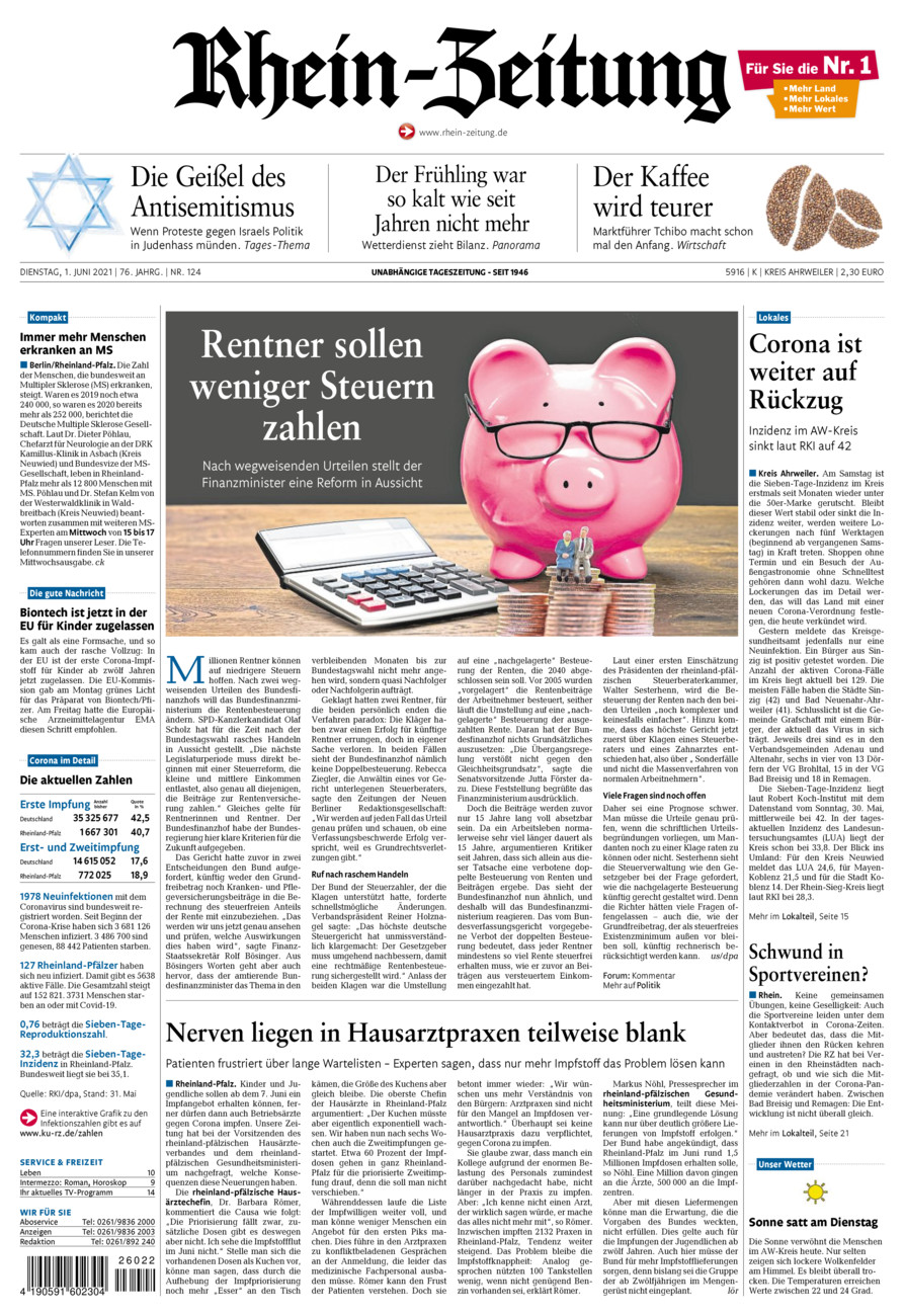 Rhein-Zeitung Kreis Ahrweiler vom Dienstag, 01.06.2021