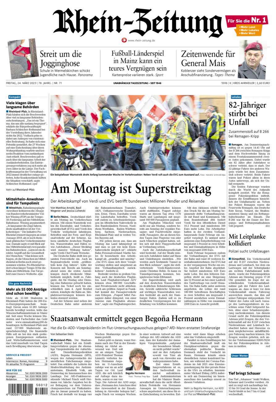 Rhein-Zeitung Kreis Ahrweiler vom Freitag, 24.03.2023