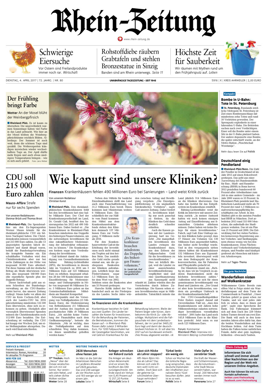 Rhein-Zeitung Kreis Ahrweiler vom Dienstag, 04.04.2017