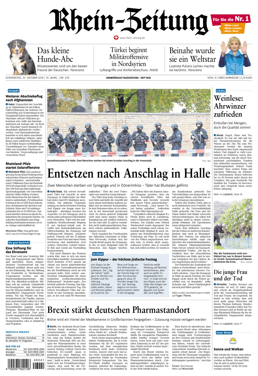 Rhein-Zeitung Kreis Ahrweiler vom Donnerstag, 10.10.2019