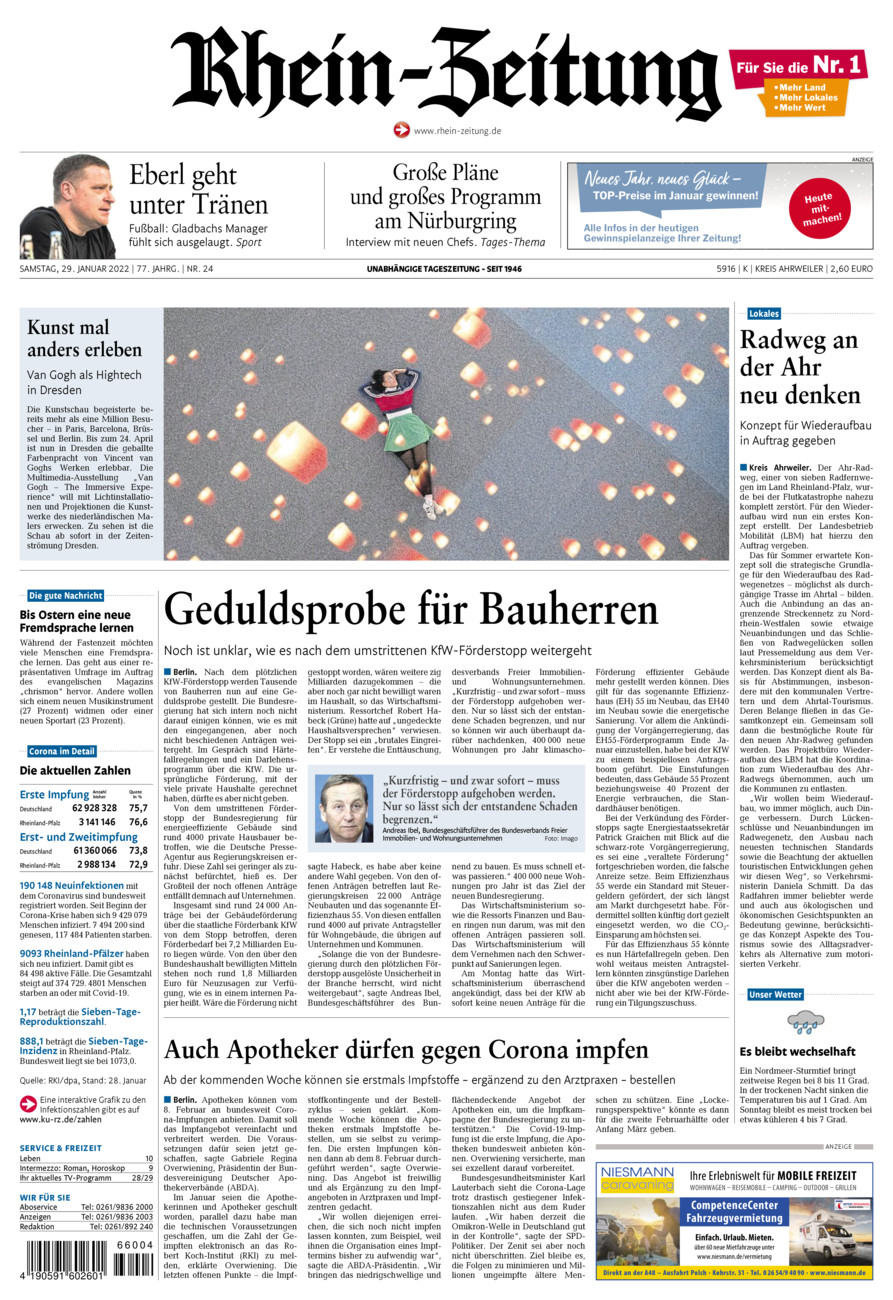 Rhein-Zeitung Kreis Ahrweiler vom Samstag, 29.01.2022