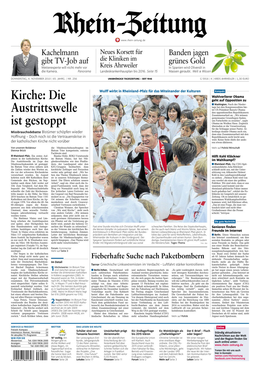Rhein-Zeitung Kreis Ahrweiler vom Donnerstag, 04.11.2010
