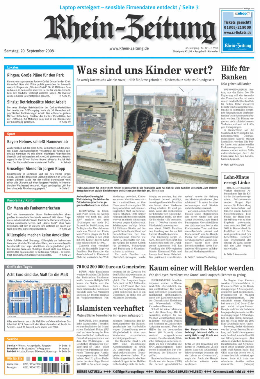 Rhein-Zeitung Kreis Ahrweiler vom Samstag, 20.09.2008