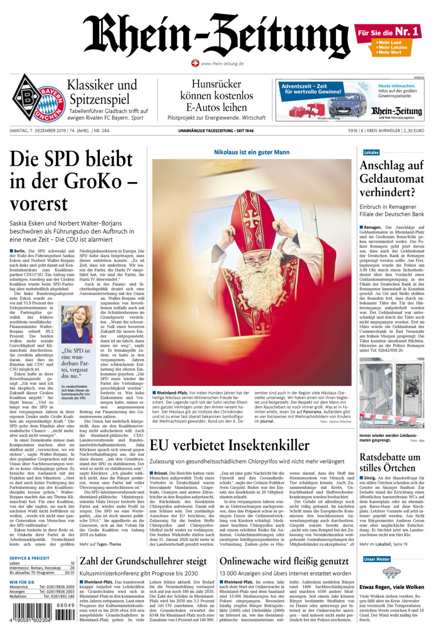 Rhein-Zeitung Kreis Ahrweiler vom Samstag, 07.12.2019