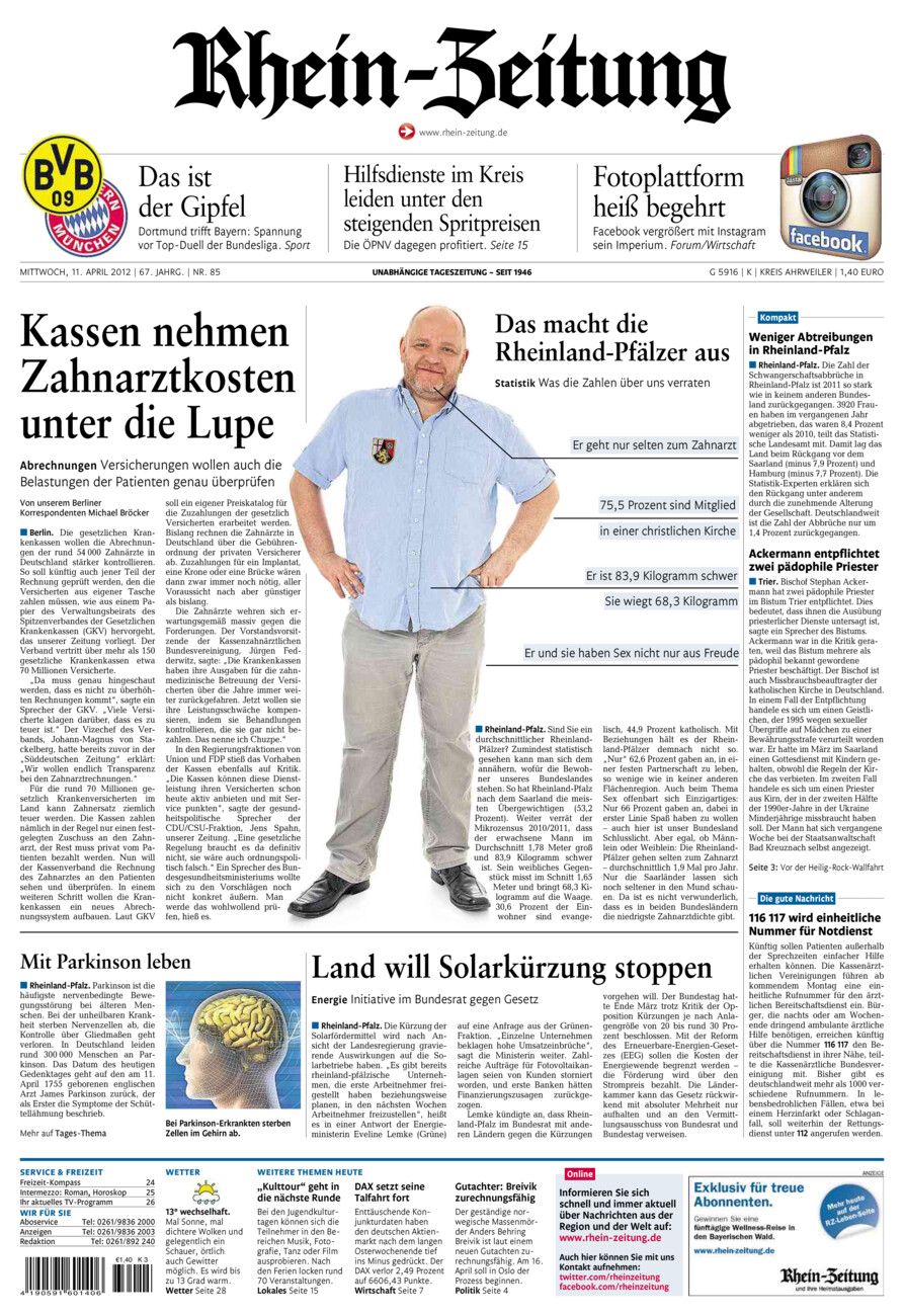 Rhein-Zeitung Kreis Ahrweiler vom Mittwoch, 11.04.2012