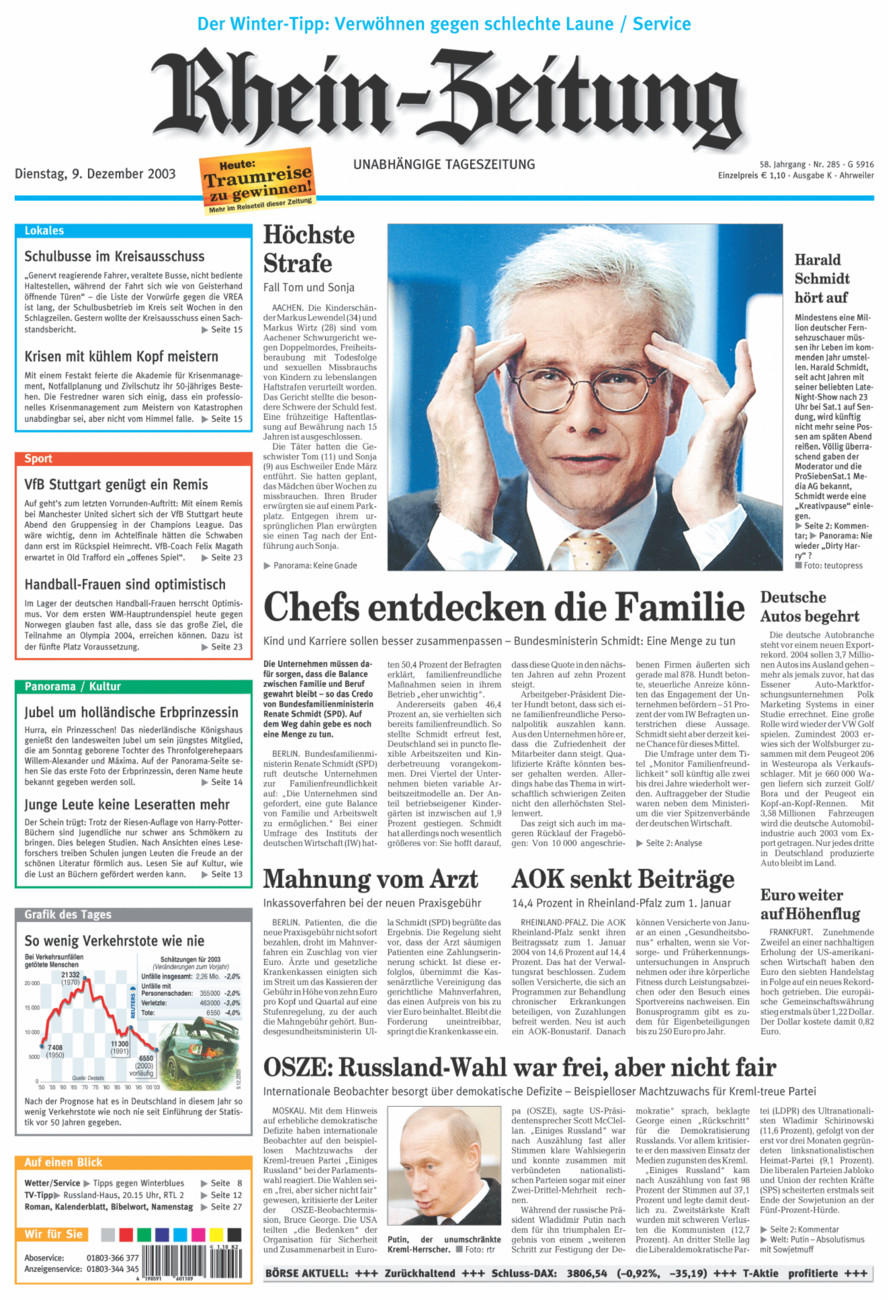 Rhein-Zeitung Kreis Ahrweiler vom Dienstag, 09.12.2003