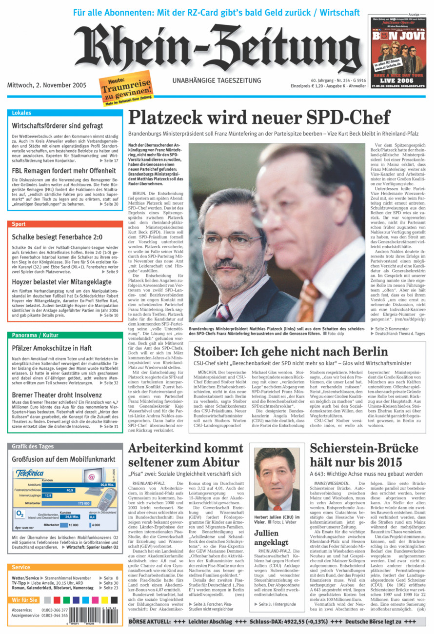 Rhein-Zeitung Kreis Ahrweiler vom Mittwoch, 02.11.2005