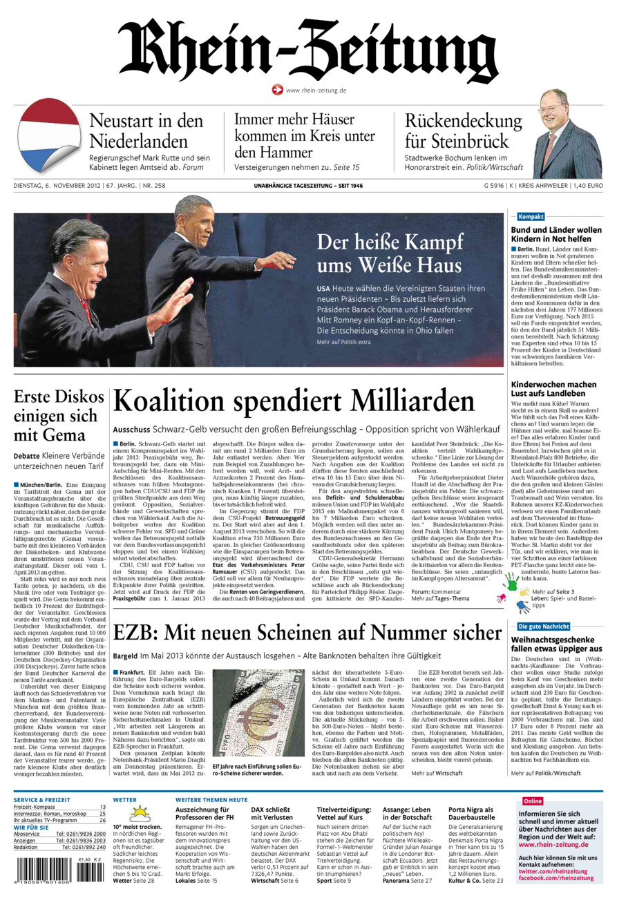 Rhein-Zeitung Kreis Ahrweiler vom Dienstag, 06.11.2012