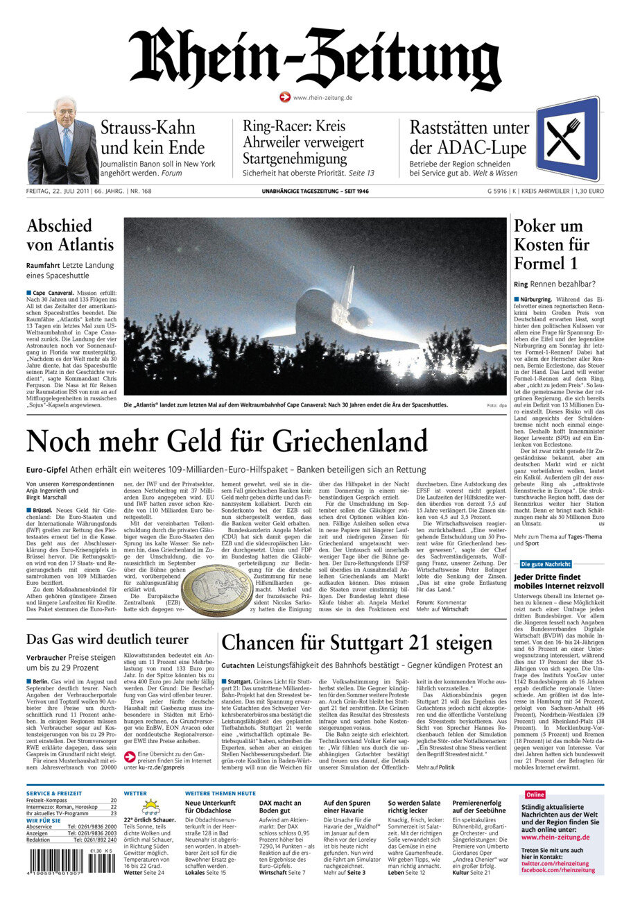 Rhein-Zeitung Kreis Ahrweiler vom Freitag, 22.07.2011
