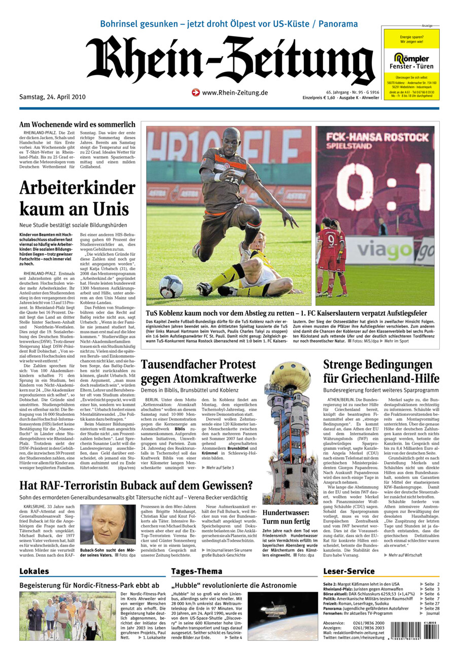 Rhein-Zeitung Kreis Ahrweiler vom Samstag, 24.04.2010