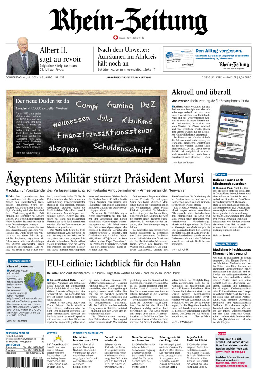 Rhein-Zeitung Kreis Ahrweiler vom Donnerstag, 04.07.2013