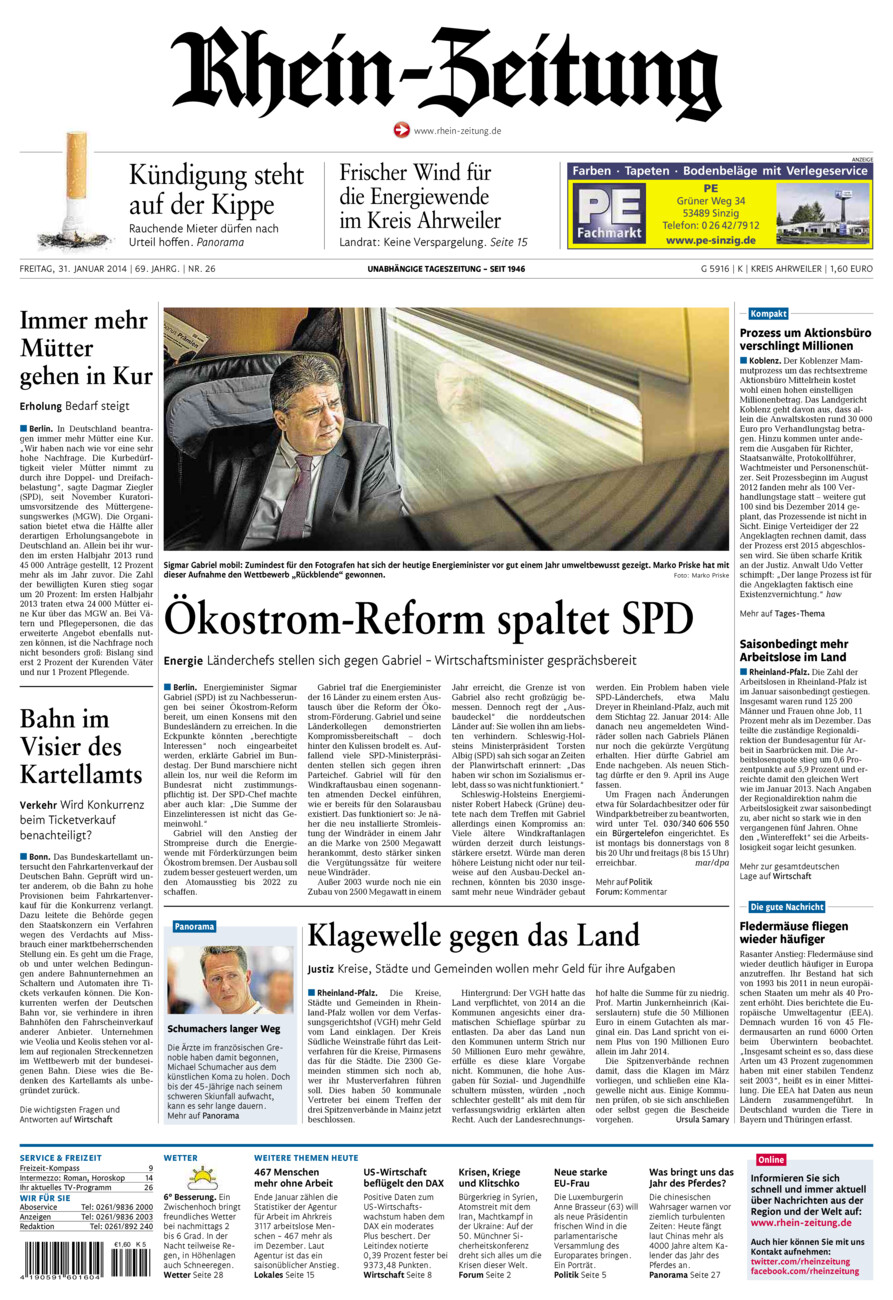Rhein-Zeitung Kreis Ahrweiler vom Freitag, 31.01.2014