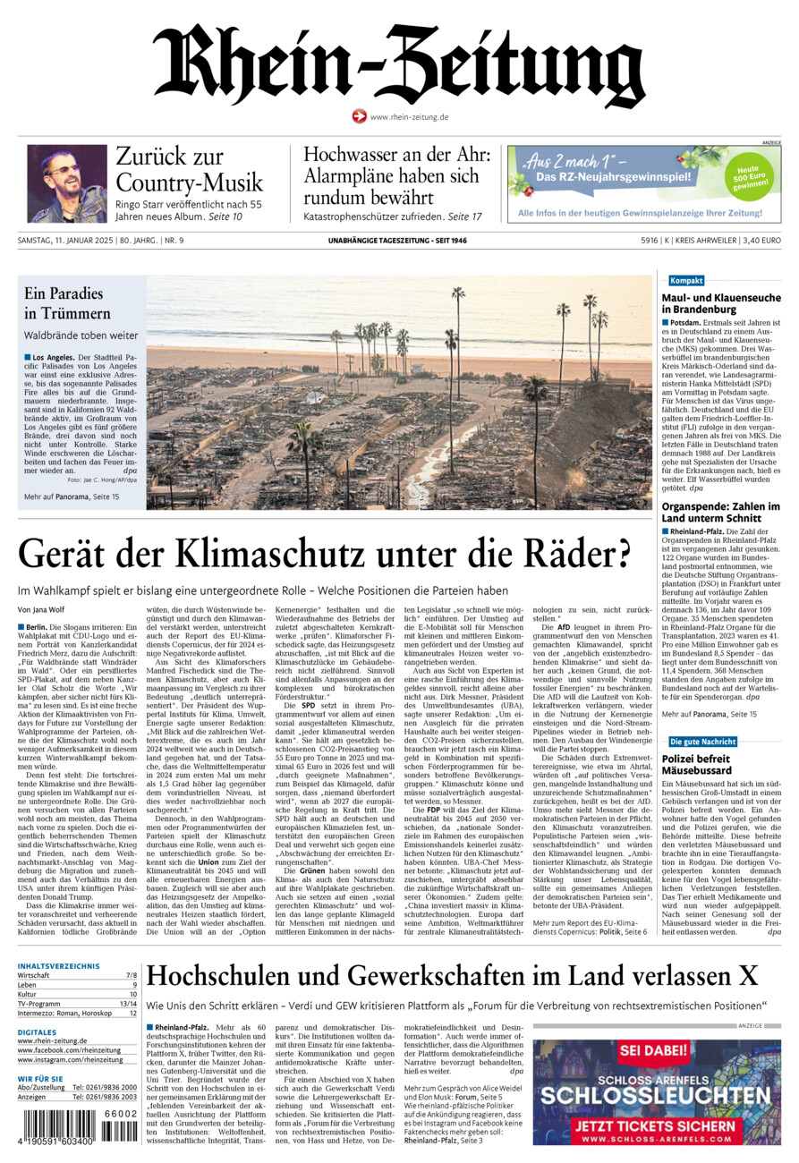 Rhein-Zeitung Kreis Ahrweiler vom Samstag, 11.01.2025