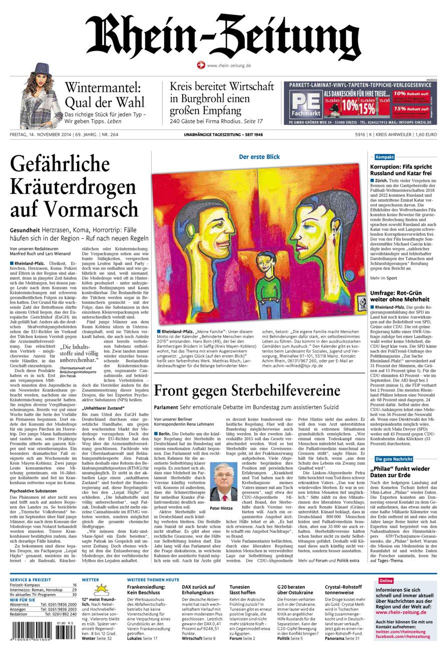 Rhein-Zeitung Kreis Ahrweiler vom Freitag, 14.11.2014