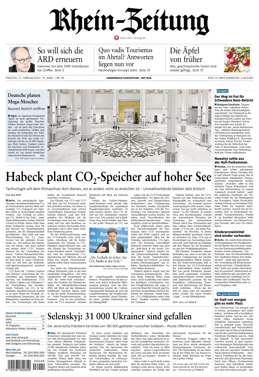 Rhein-Zeitung Kreis Ahrweiler vom Dienstag, 27.02.2024