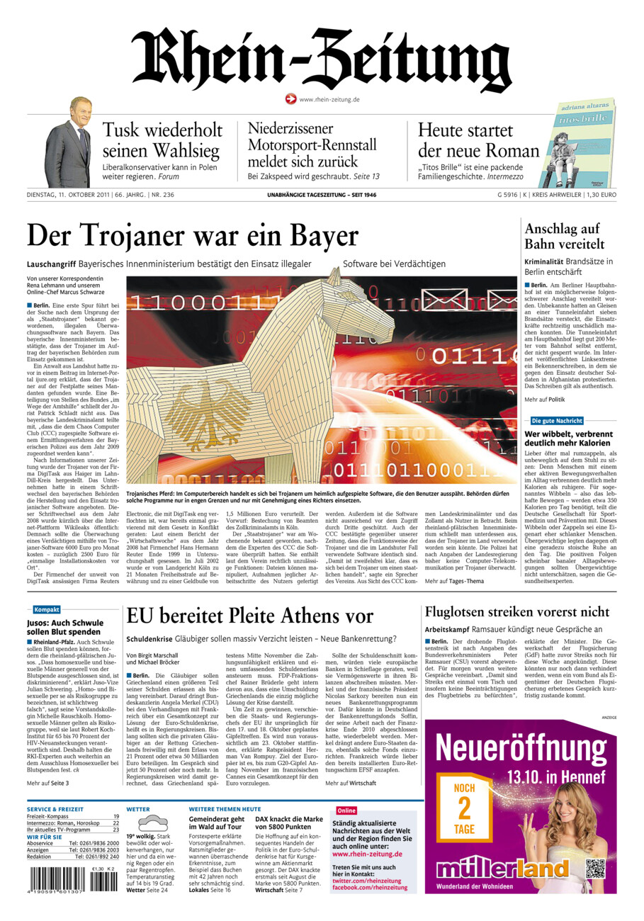 Rhein-Zeitung Kreis Ahrweiler vom Dienstag, 11.10.2011