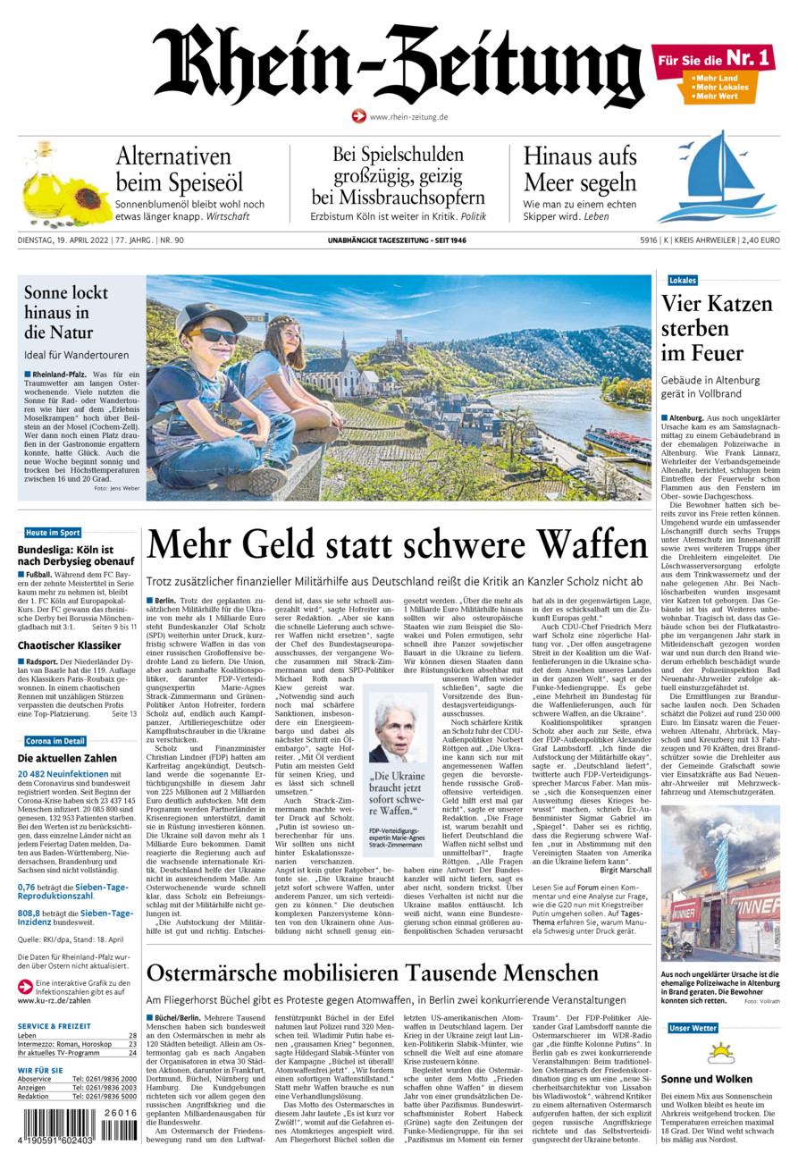 Rhein-Zeitung Kreis Ahrweiler vom Dienstag, 19.04.2022