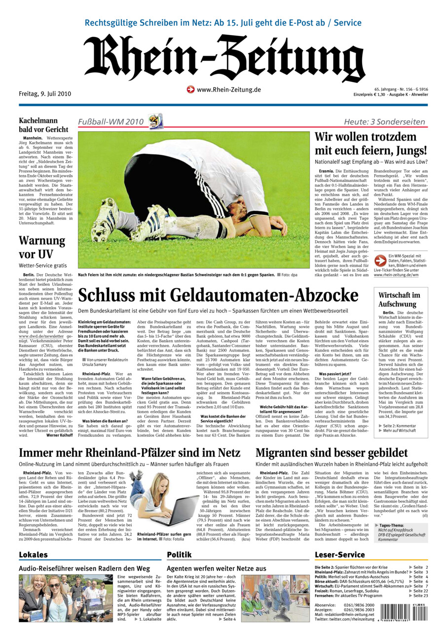 Rhein-Zeitung Kreis Ahrweiler vom Freitag, 09.07.2010