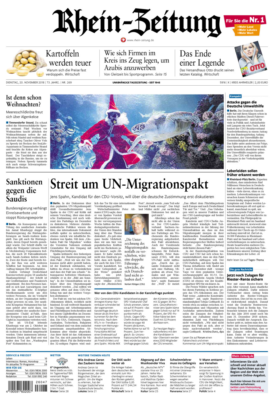 Rhein-Zeitung Kreis Ahrweiler vom Dienstag, 20.11.2018