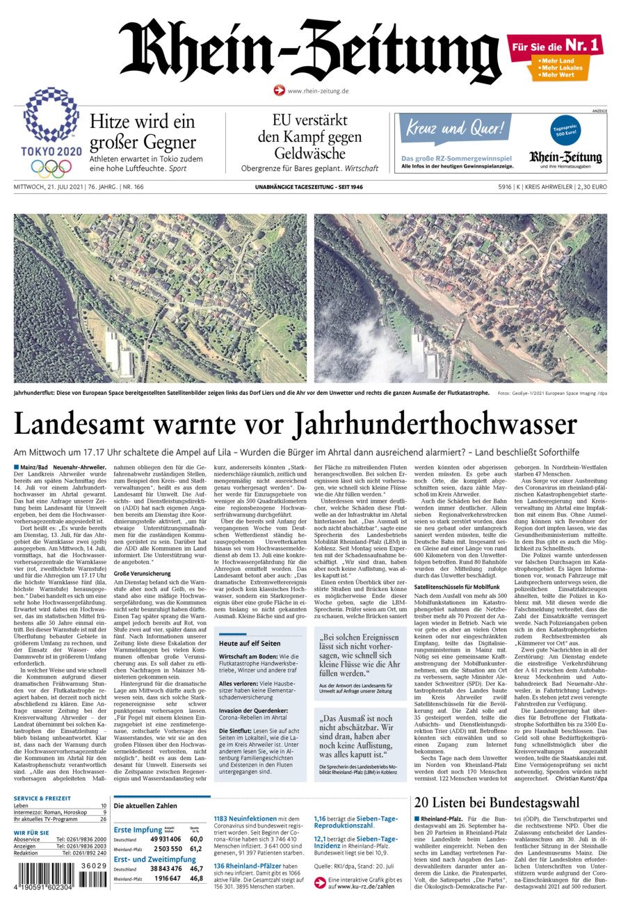 Rhein-Zeitung Kreis Ahrweiler vom Mittwoch, 21.07.2021