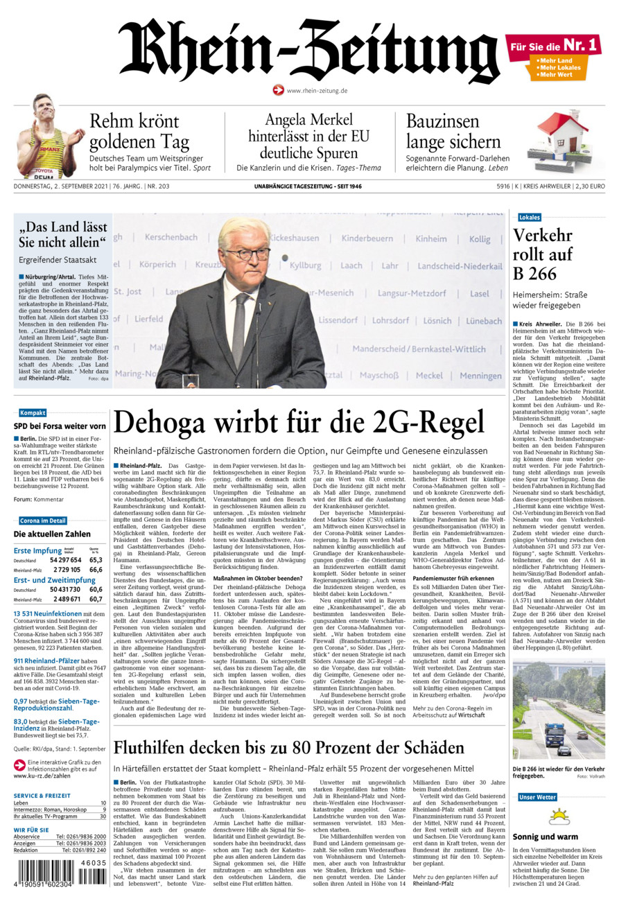 Rhein-Zeitung Kreis Ahrweiler vom Donnerstag, 02.09.2021