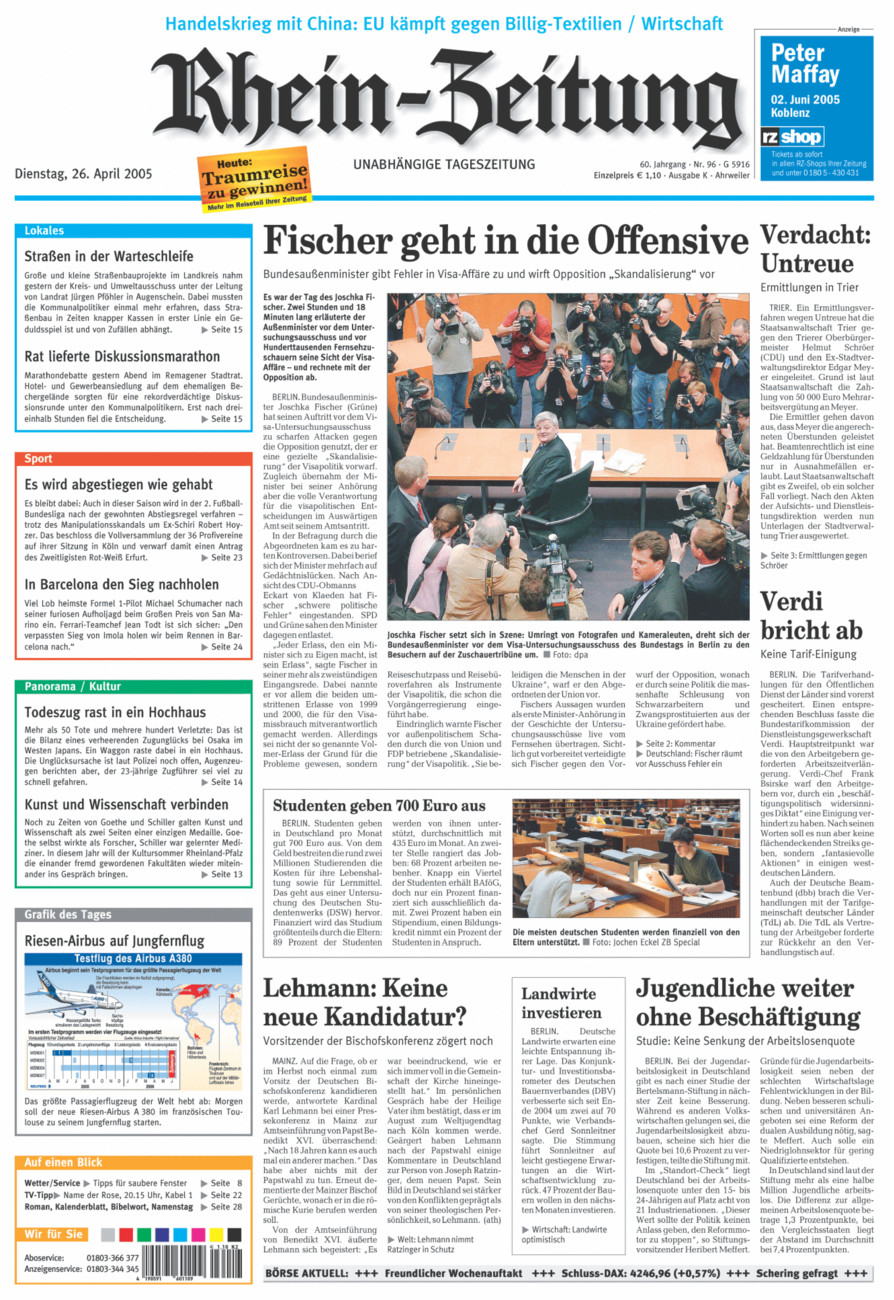 Rhein-Zeitung Kreis Ahrweiler vom Dienstag, 26.04.2005
