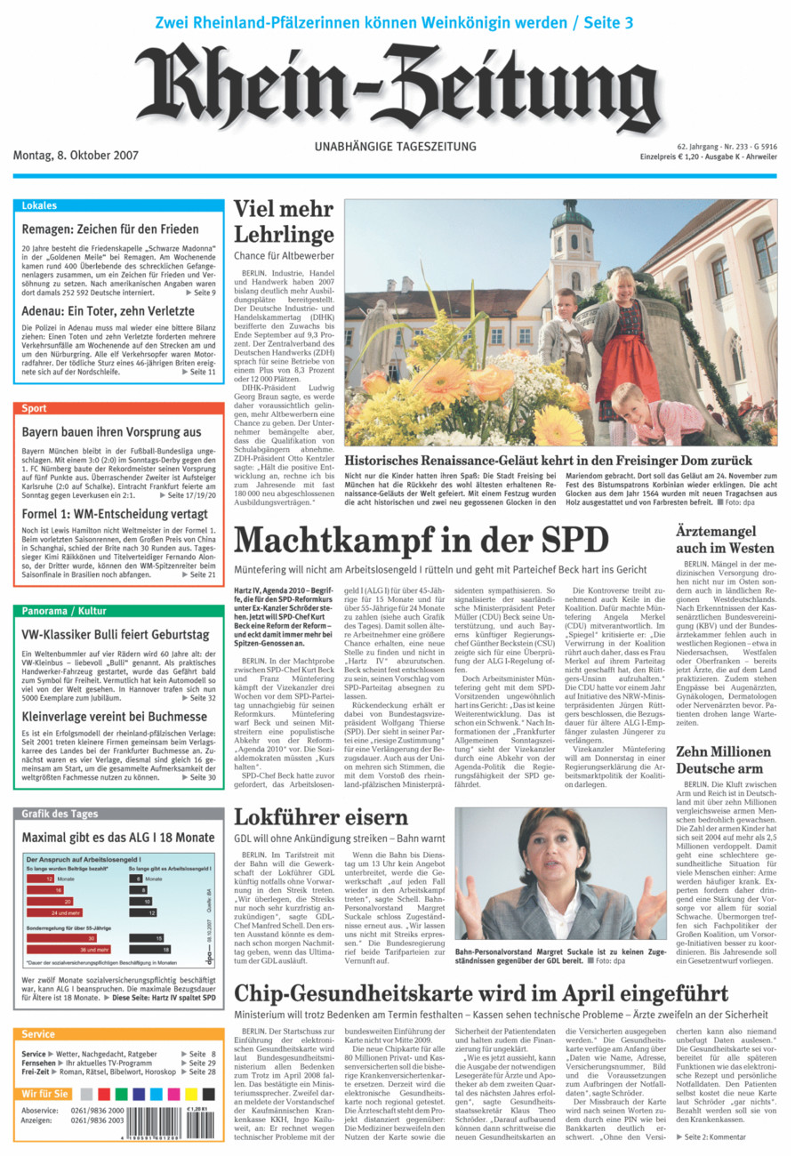 Rhein-Zeitung Kreis Ahrweiler vom Montag, 08.10.2007