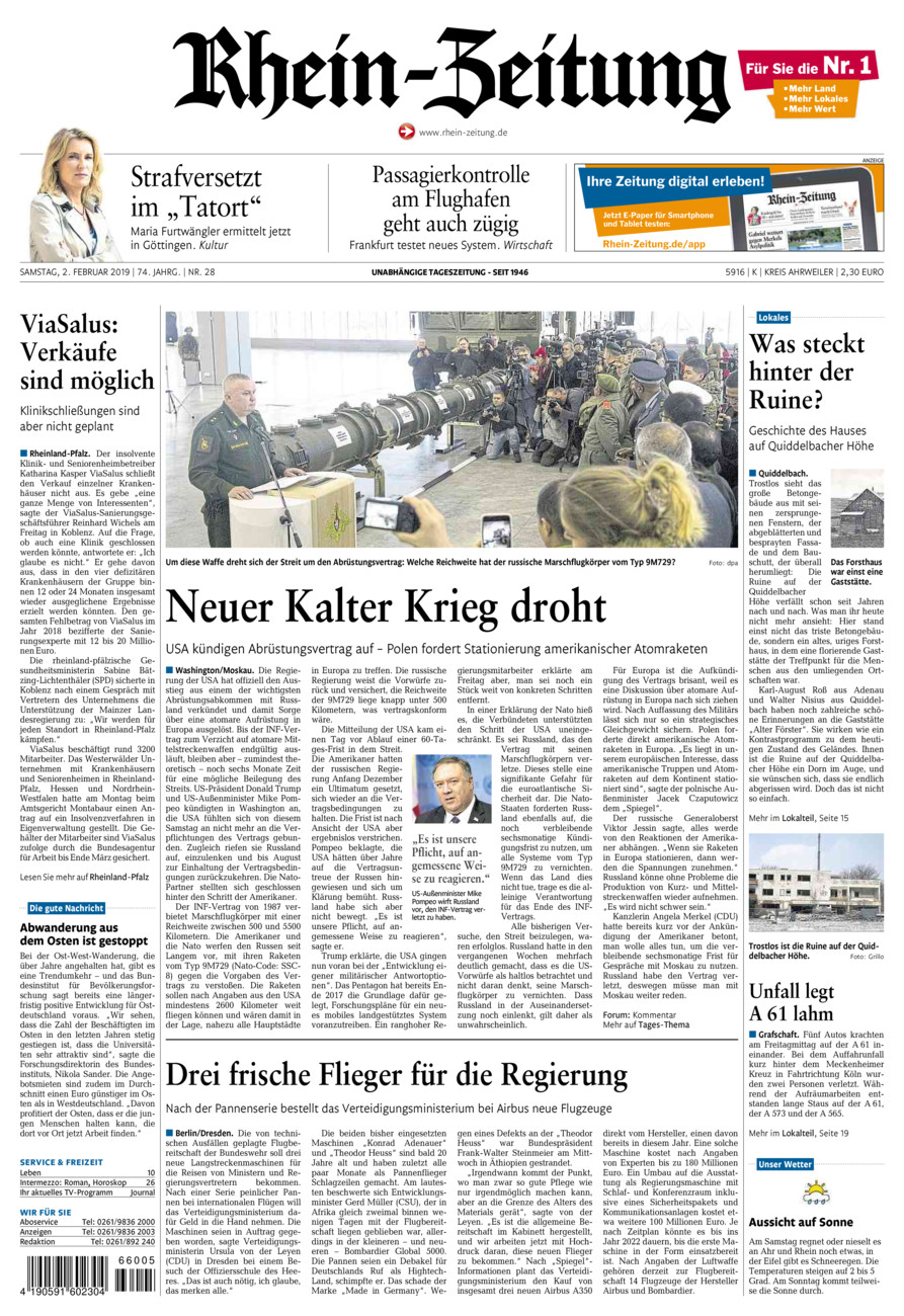 Rhein-Zeitung Kreis Ahrweiler vom Samstag, 02.02.2019