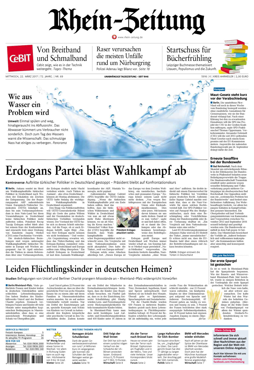 Rhein-Zeitung Kreis Ahrweiler vom Mittwoch, 22.03.2017