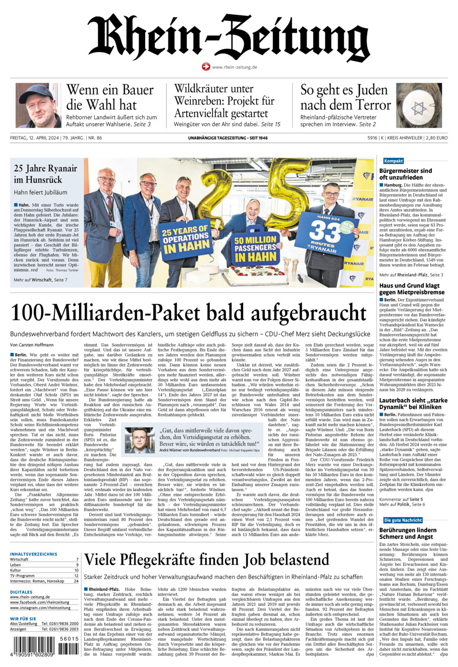 Rhein-Zeitung Kreis Ahrweiler vom Freitag, 12.04.2024