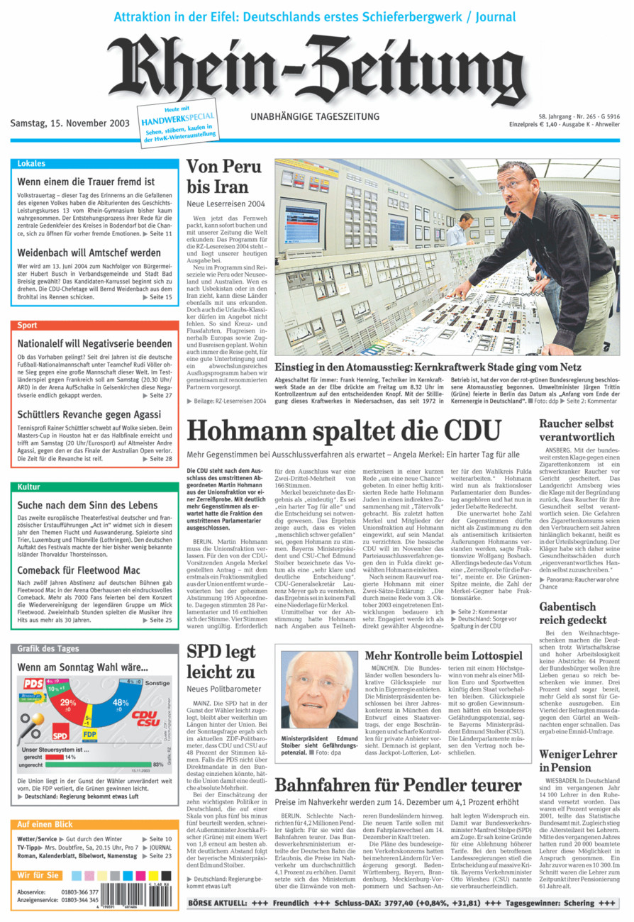 Rhein-Zeitung Kreis Ahrweiler vom Samstag, 15.11.2003