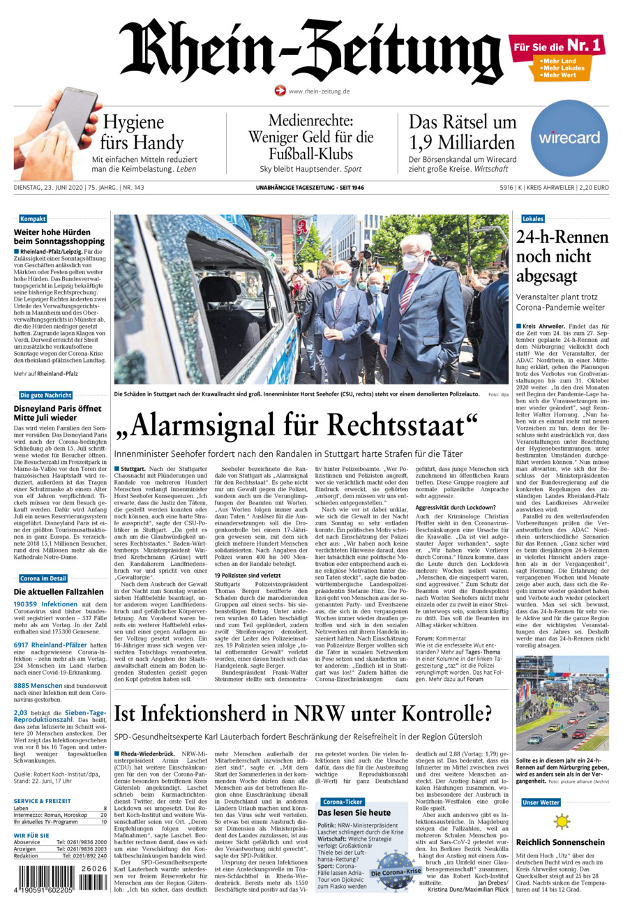 Rhein-Zeitung Kreis Ahrweiler vom Dienstag, 23.06.2020