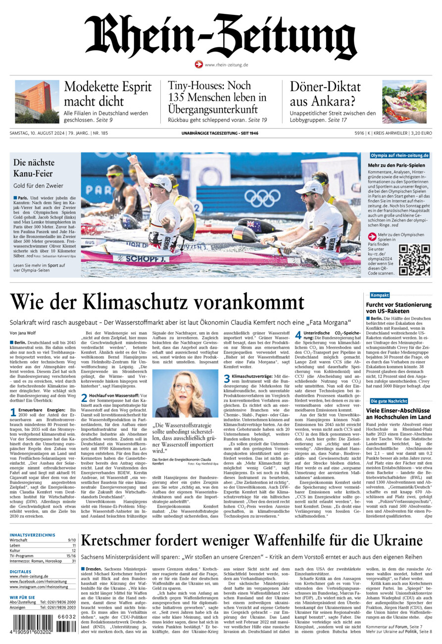 Rhein-Zeitung Kreis Ahrweiler vom Samstag, 10.08.2024