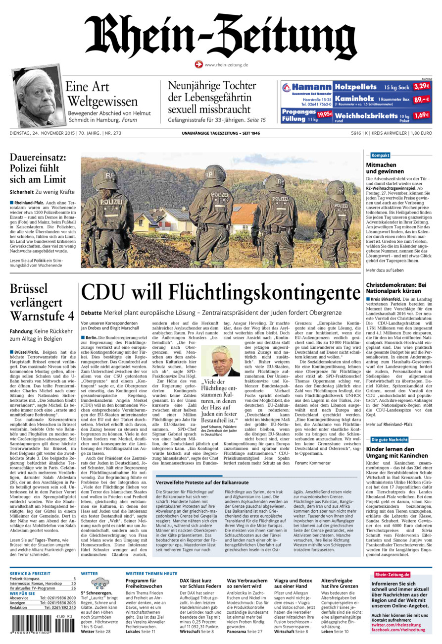Rhein-Zeitung Kreis Ahrweiler vom Dienstag, 24.11.2015