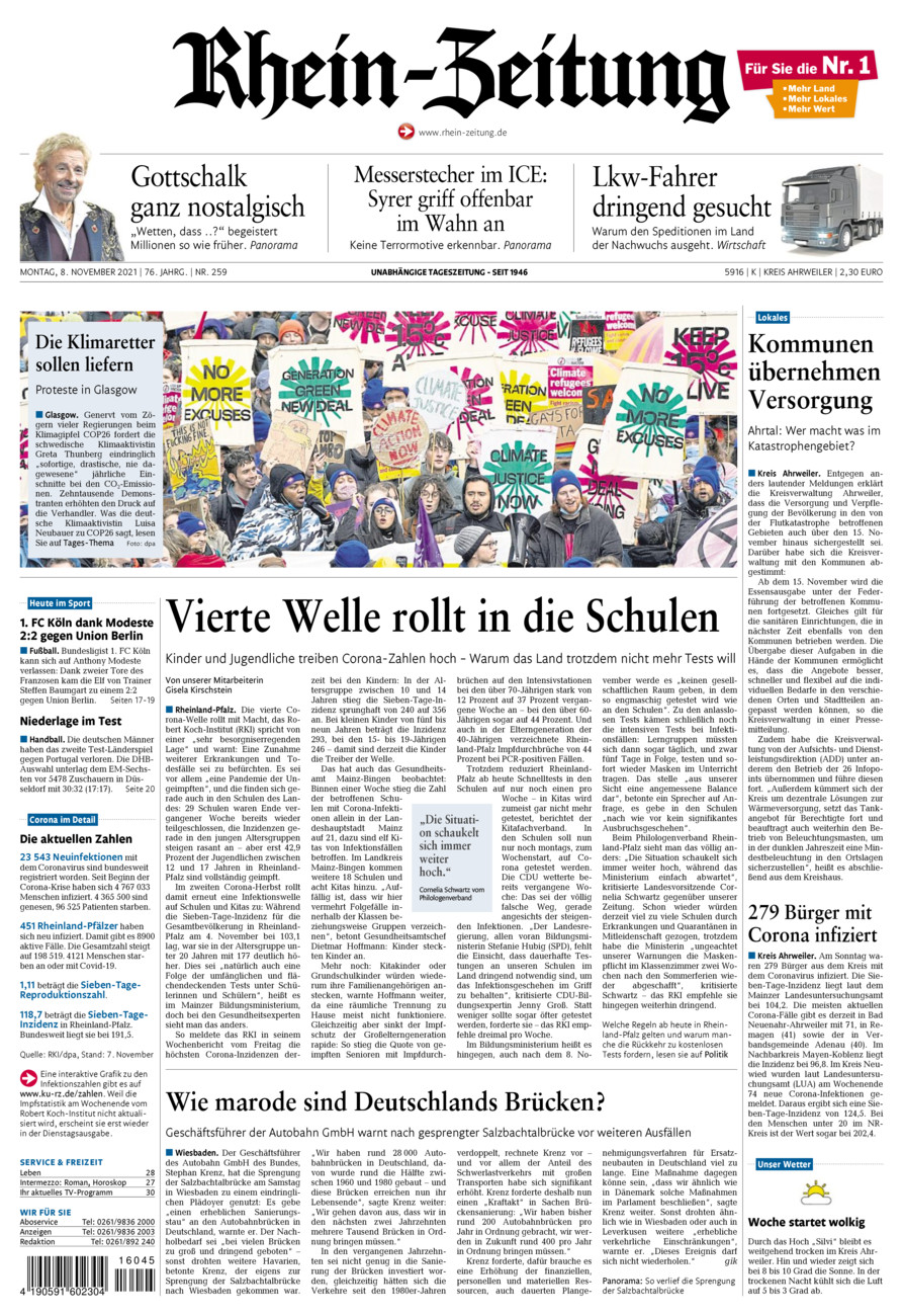 Rhein-Zeitung Kreis Ahrweiler vom Montag, 08.11.2021