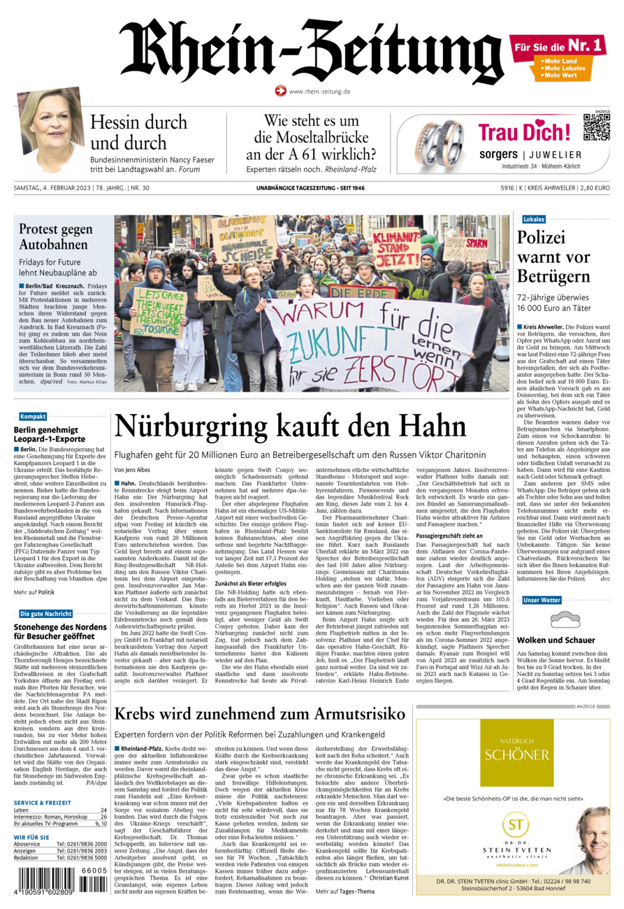 Rhein-Zeitung Kreis Ahrweiler vom Samstag, 04.02.2023