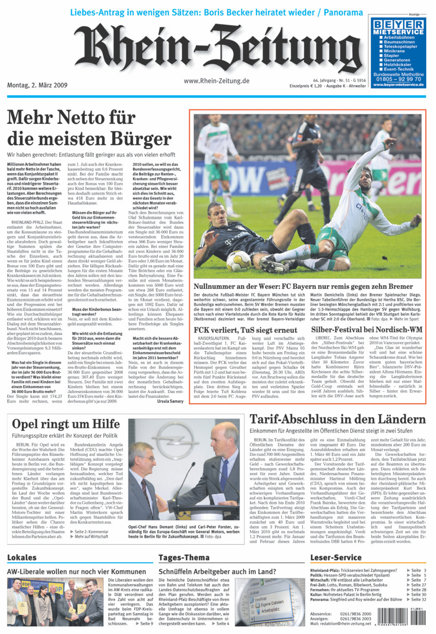 Rhein-Zeitung Kreis Ahrweiler vom Montag, 02.03.2009