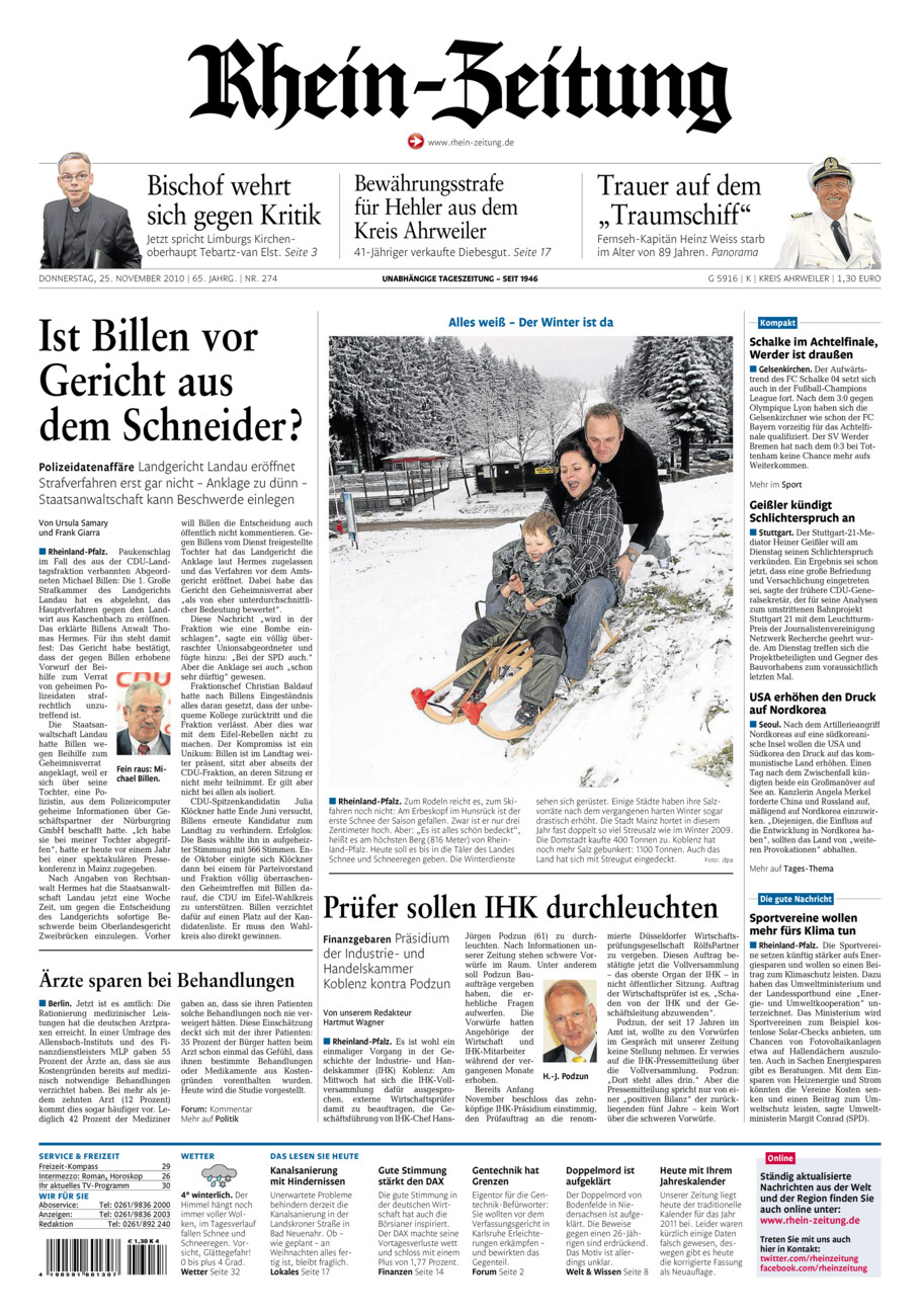 Rhein-Zeitung Kreis Ahrweiler vom Donnerstag, 25.11.2010