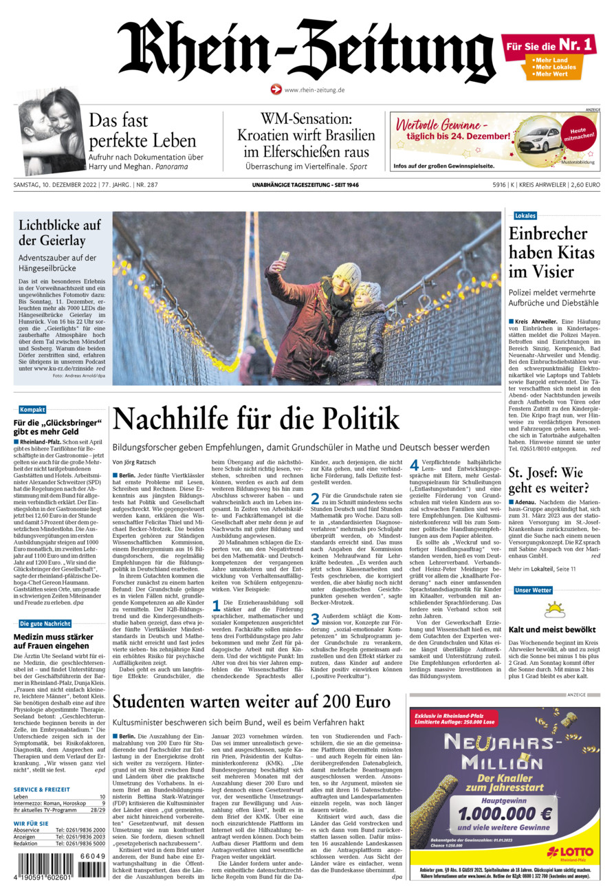 Rhein-Zeitung Kreis Ahrweiler vom Samstag, 10.12.2022