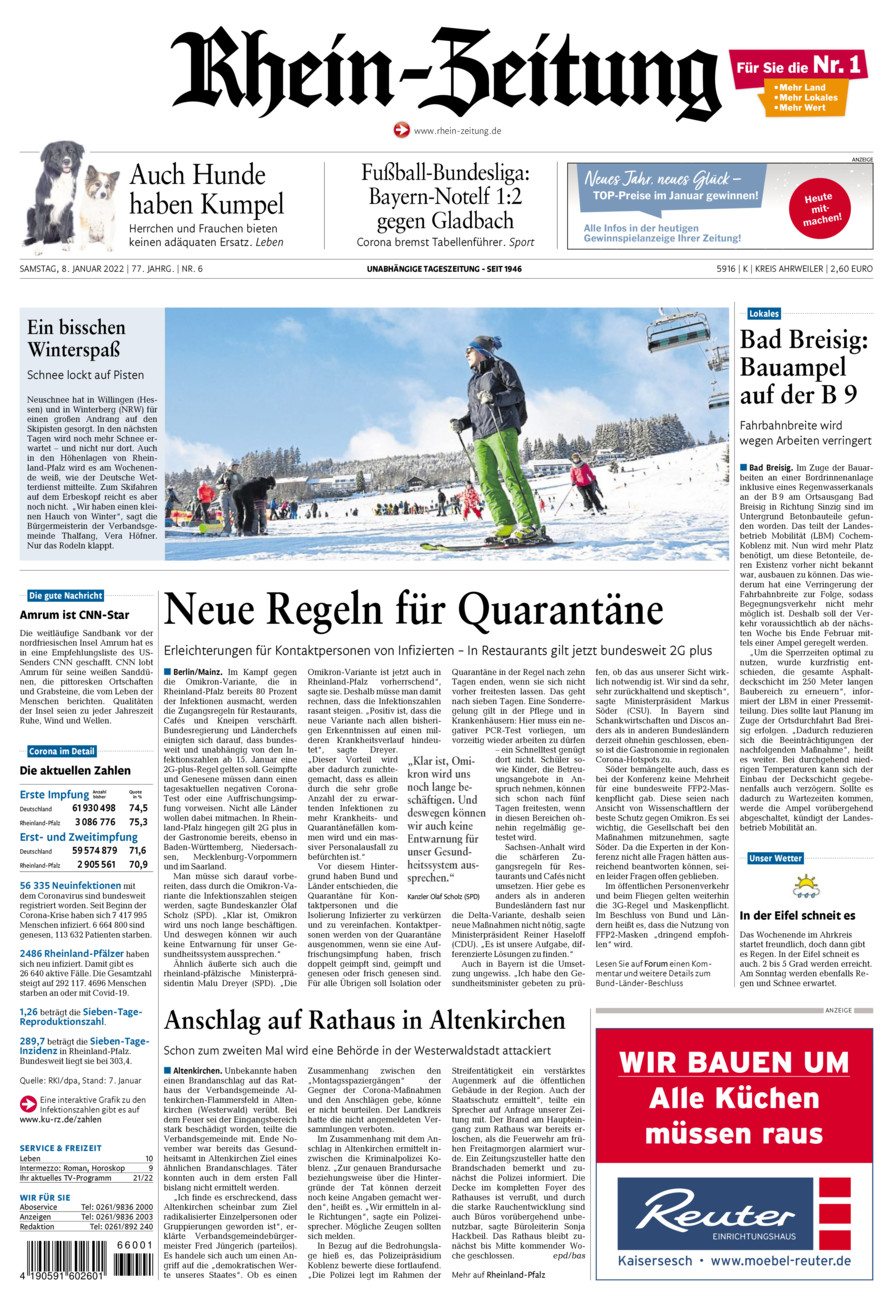 Rhein-Zeitung Kreis Ahrweiler vom Samstag, 08.01.2022