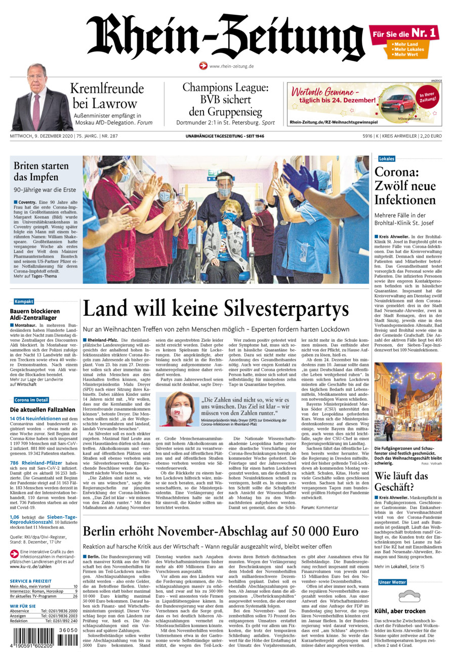 Rhein-Zeitung Kreis Ahrweiler vom Mittwoch, 09.12.2020