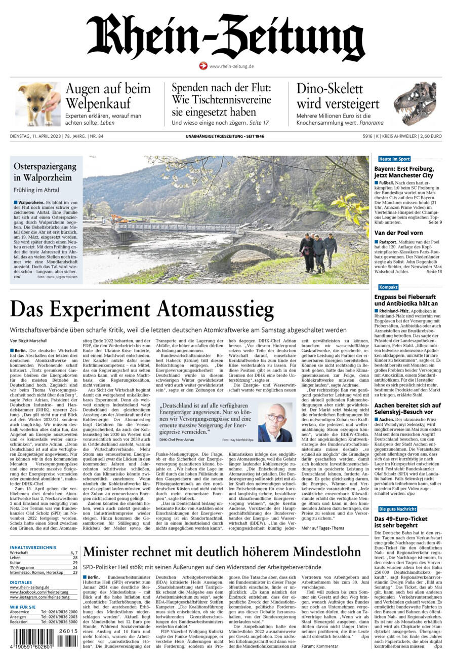 Rhein-Zeitung Kreis Ahrweiler vom Dienstag, 11.04.2023