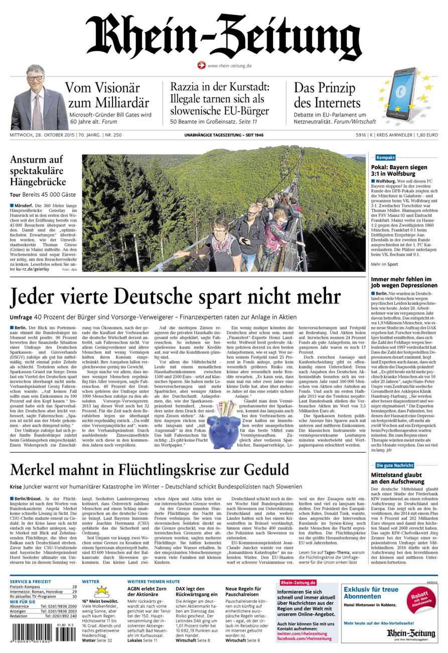 Rhein-Zeitung Kreis Ahrweiler vom Mittwoch, 28.10.2015