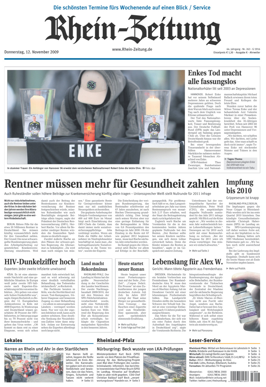 Rhein-Zeitung Kreis Ahrweiler vom Donnerstag, 12.11.2009