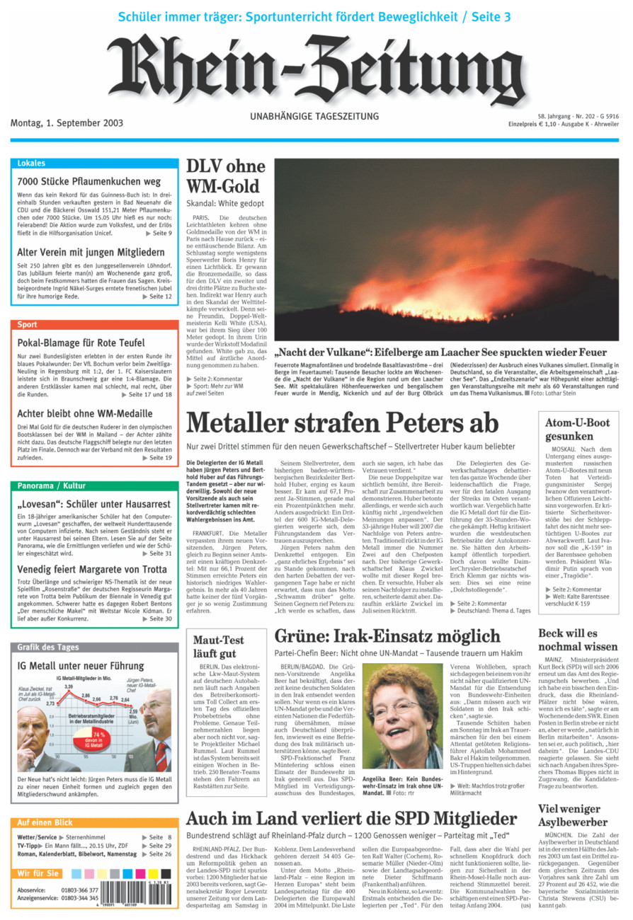 Rhein-Zeitung Kreis Ahrweiler vom Montag, 01.09.2003