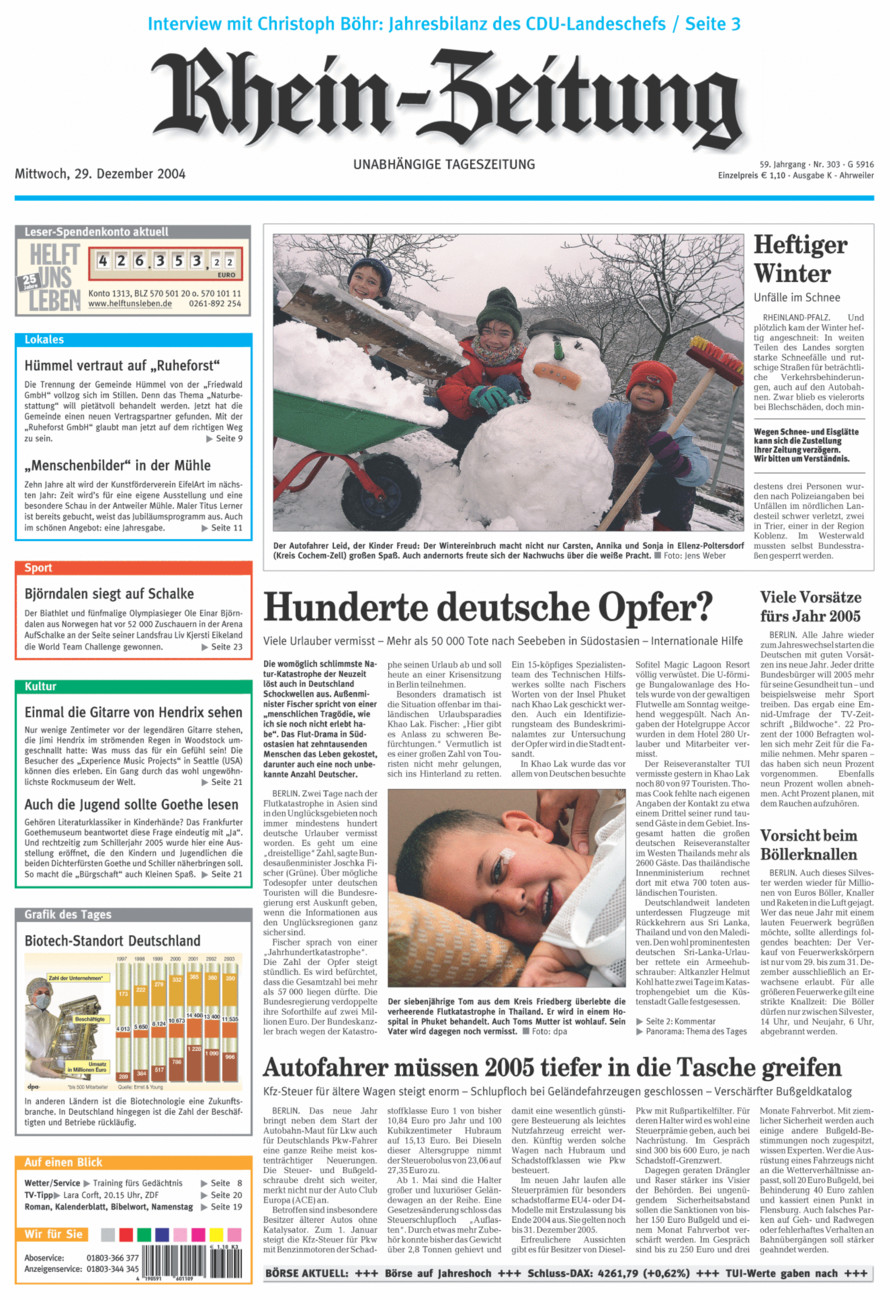 Rhein-Zeitung Kreis Ahrweiler vom Mittwoch, 29.12.2004