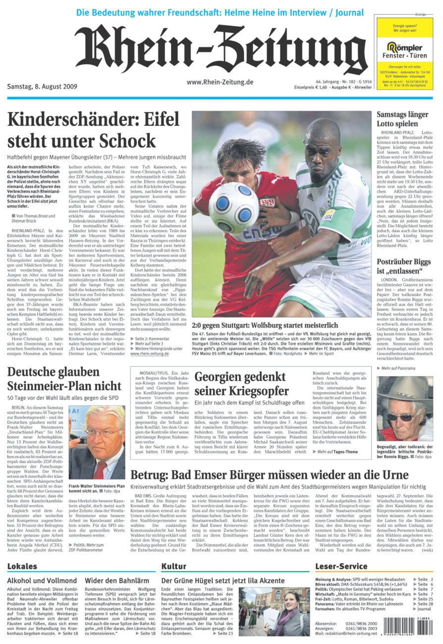 Rhein-Zeitung Kreis Ahrweiler vom Samstag, 08.08.2009