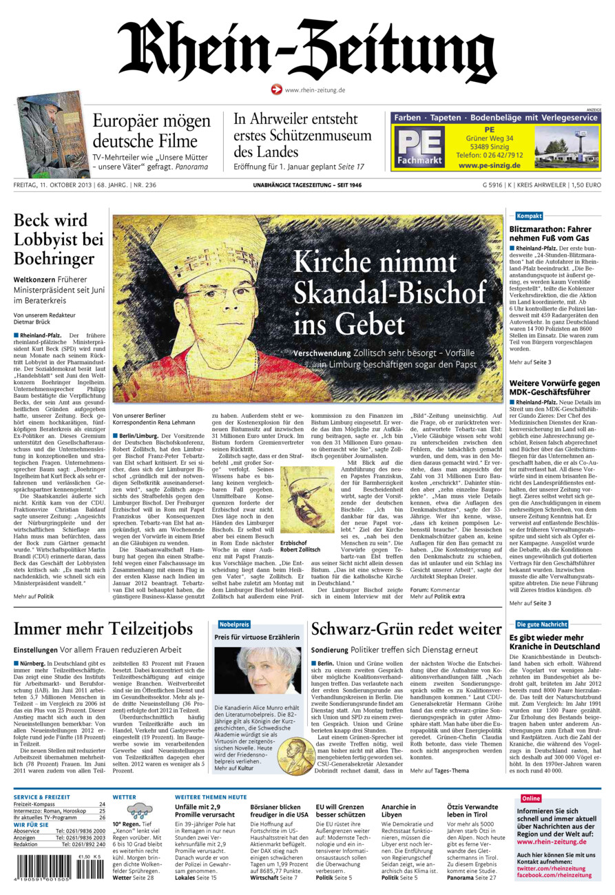 Rhein-Zeitung Kreis Ahrweiler vom Freitag, 11.10.2013