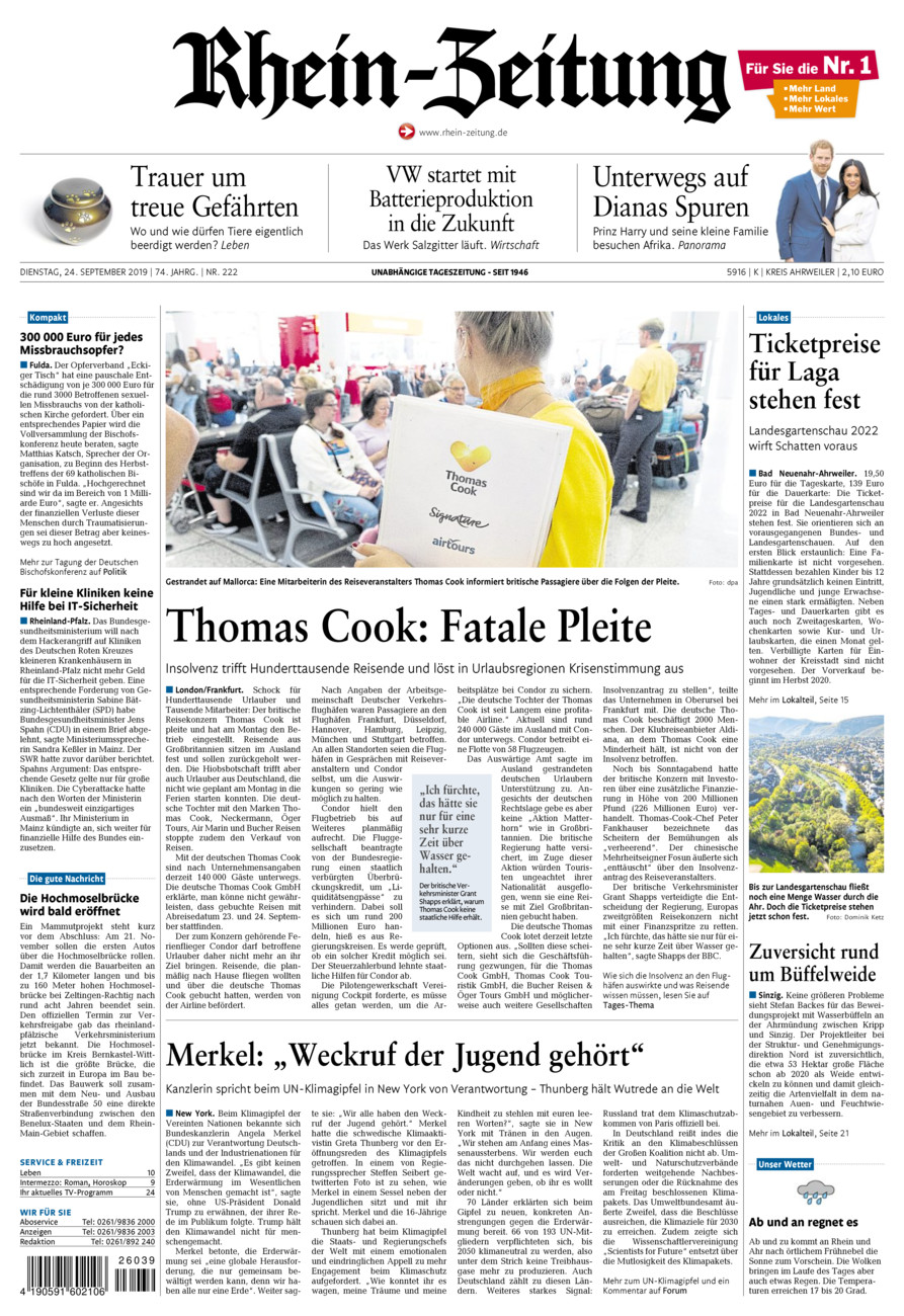 Rhein-Zeitung Kreis Ahrweiler vom Dienstag, 24.09.2019
